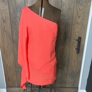 Elegant One-Shoulder Coral Dress